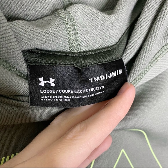 Under Armour Kids Boys Unisex Hooded Sweatshirt Vest Green Grey Size Medium - Picture 4 of 6
